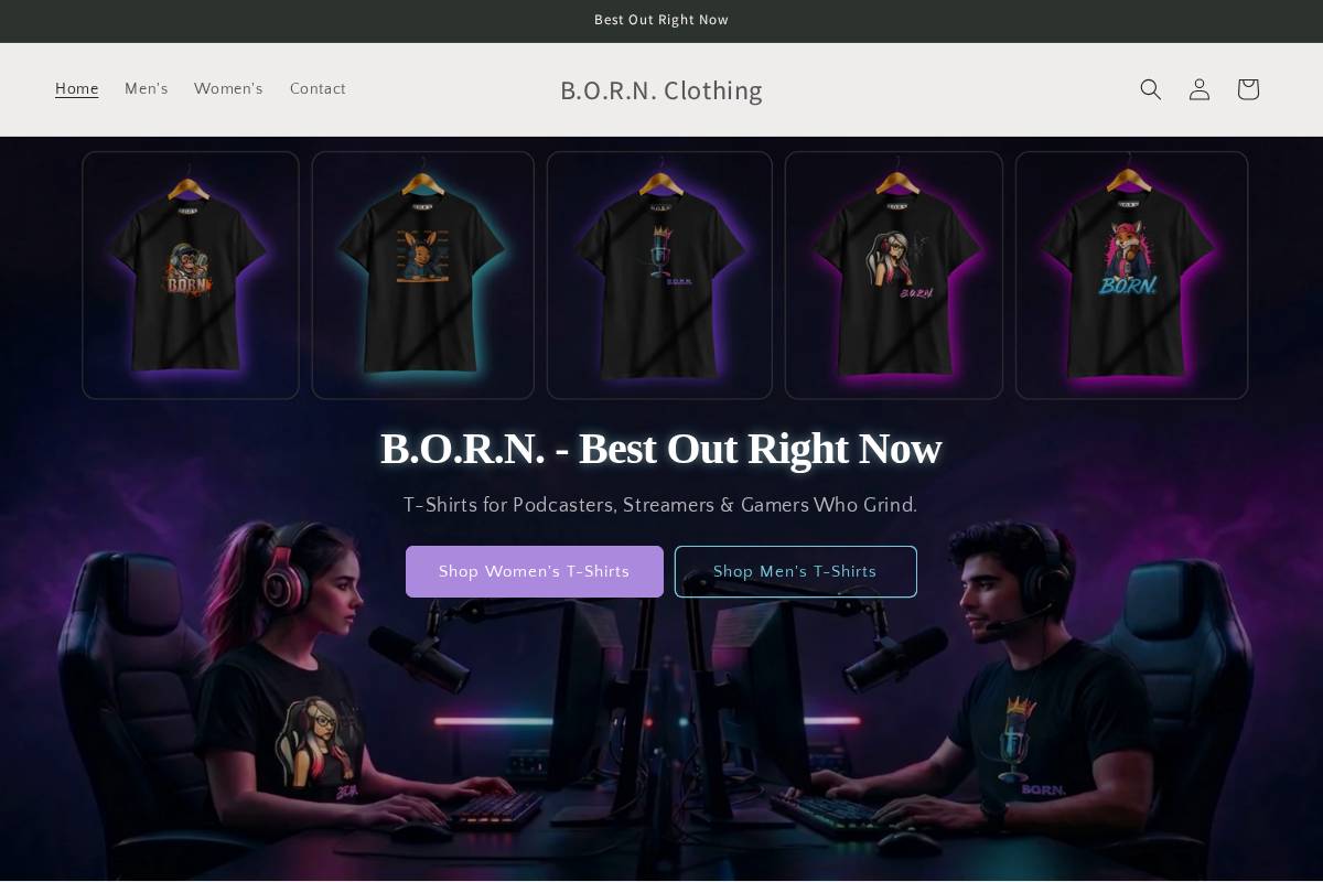 bornclothing.co homepage screenshot