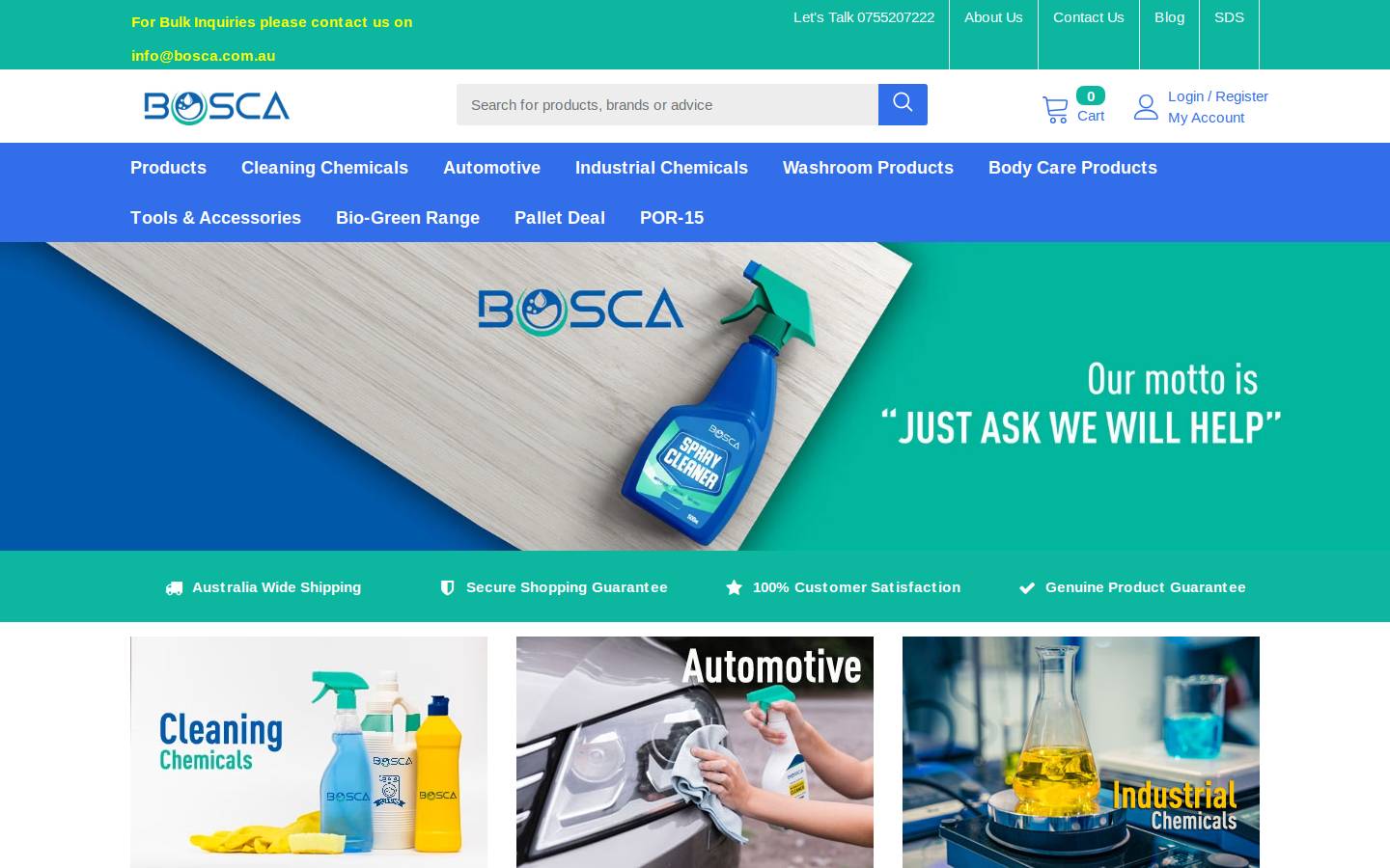 Bosca homepage screenshot