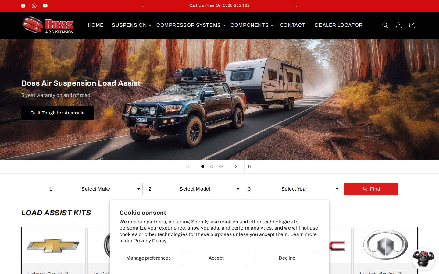 Boss Air Suspension homepage screenshot