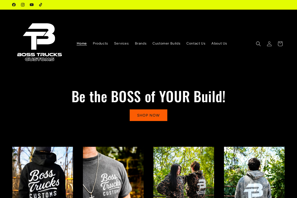 Boss Trucks homepage screenshot