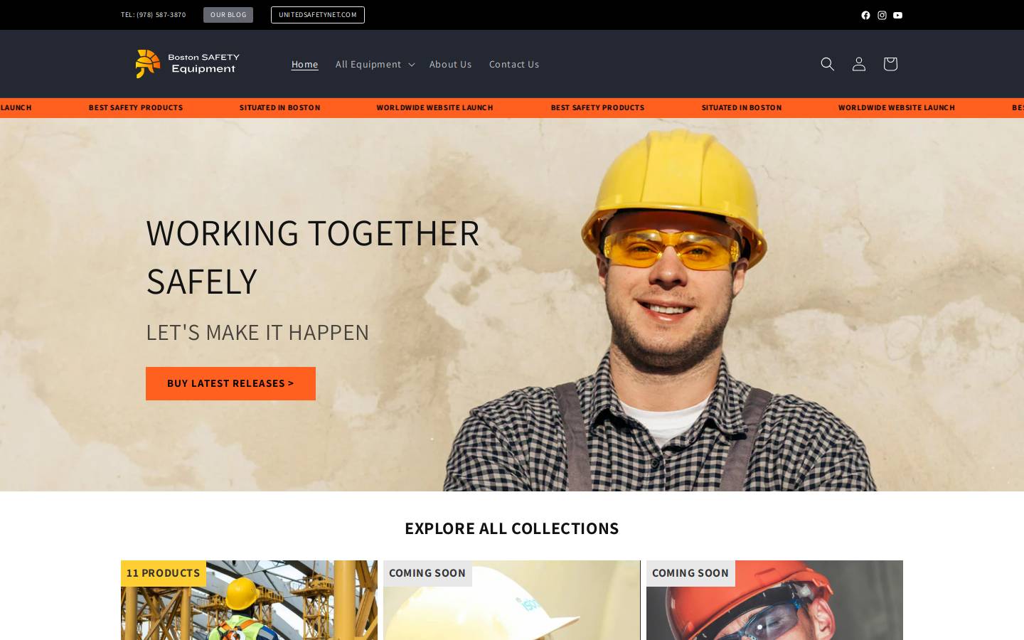 bostonsafetyequipment.com homepage screenshot