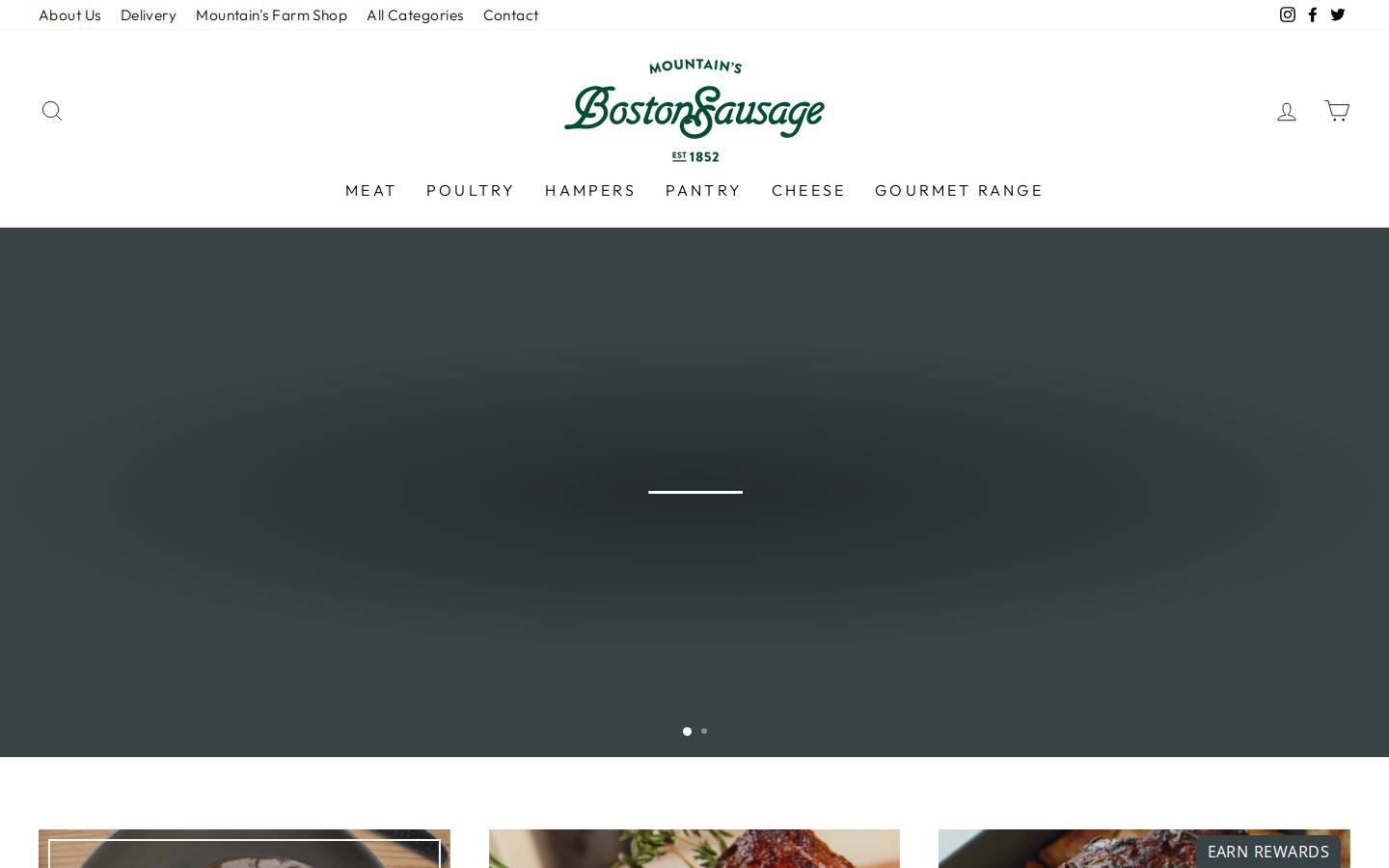 Mountain's Boston Sausage homepage screenshot