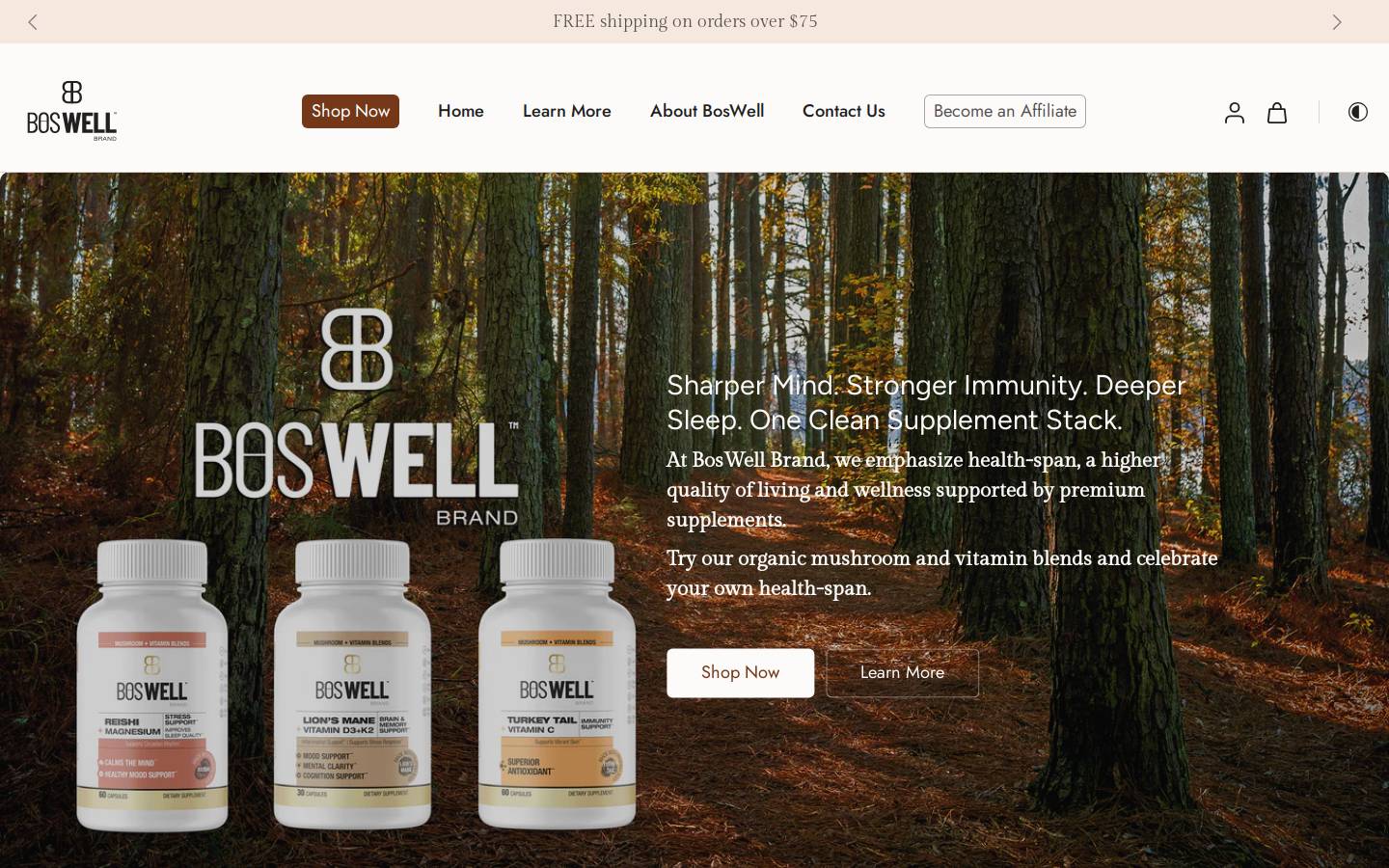 boswellbrand.com homepage screenshot