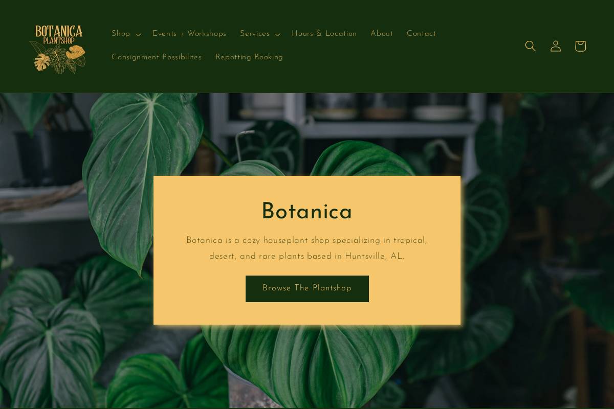 botanicahuntsville.com homepage screenshot
