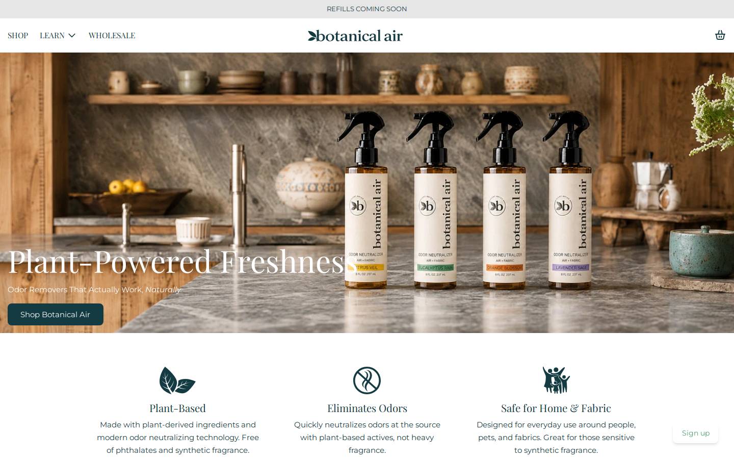 botanicalclean.com homepage screenshot