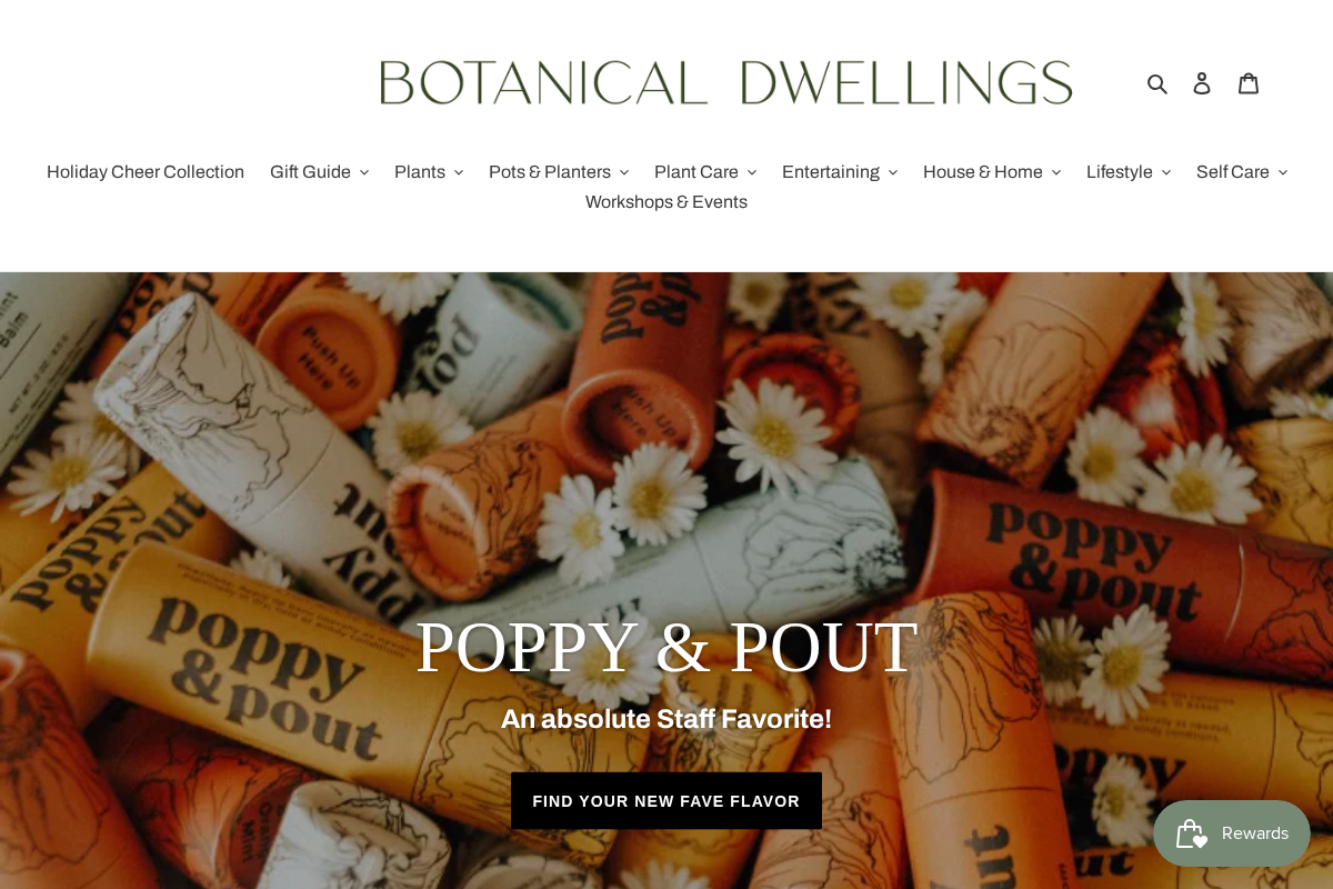 botanicaldwellings.com homepage screenshot