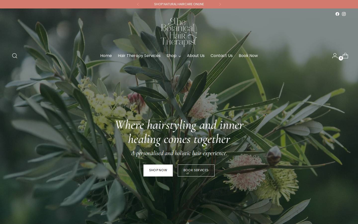 botanicalhairtherapist.com.au homepage screenshot