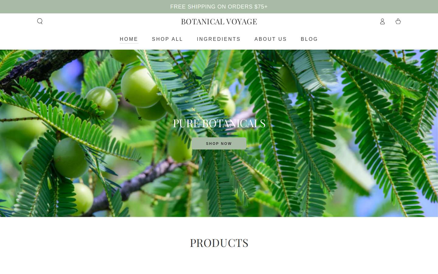 botanicalvoyage.com homepage screenshot
