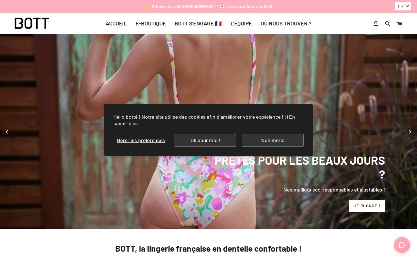 Bott Lingerie homepage screenshot