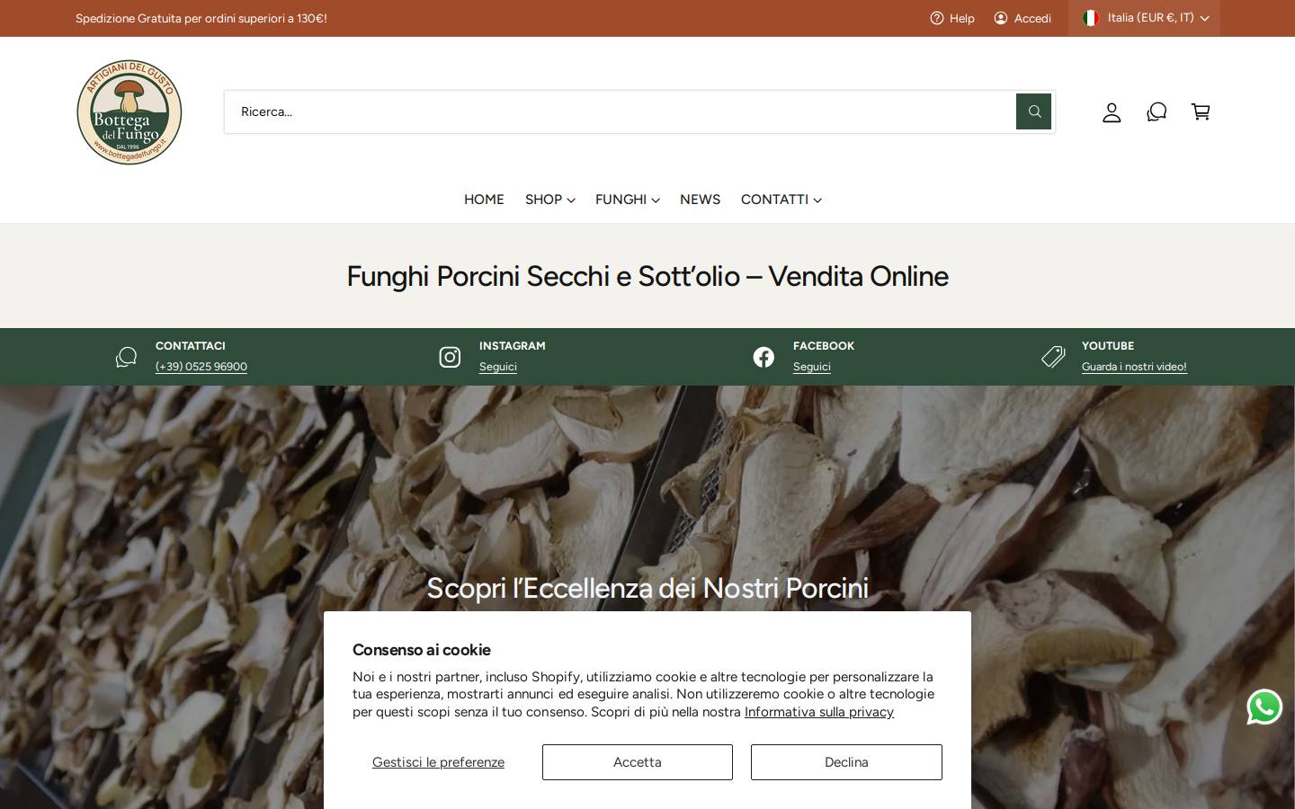 bottegadelfungo.com homepage screenshot