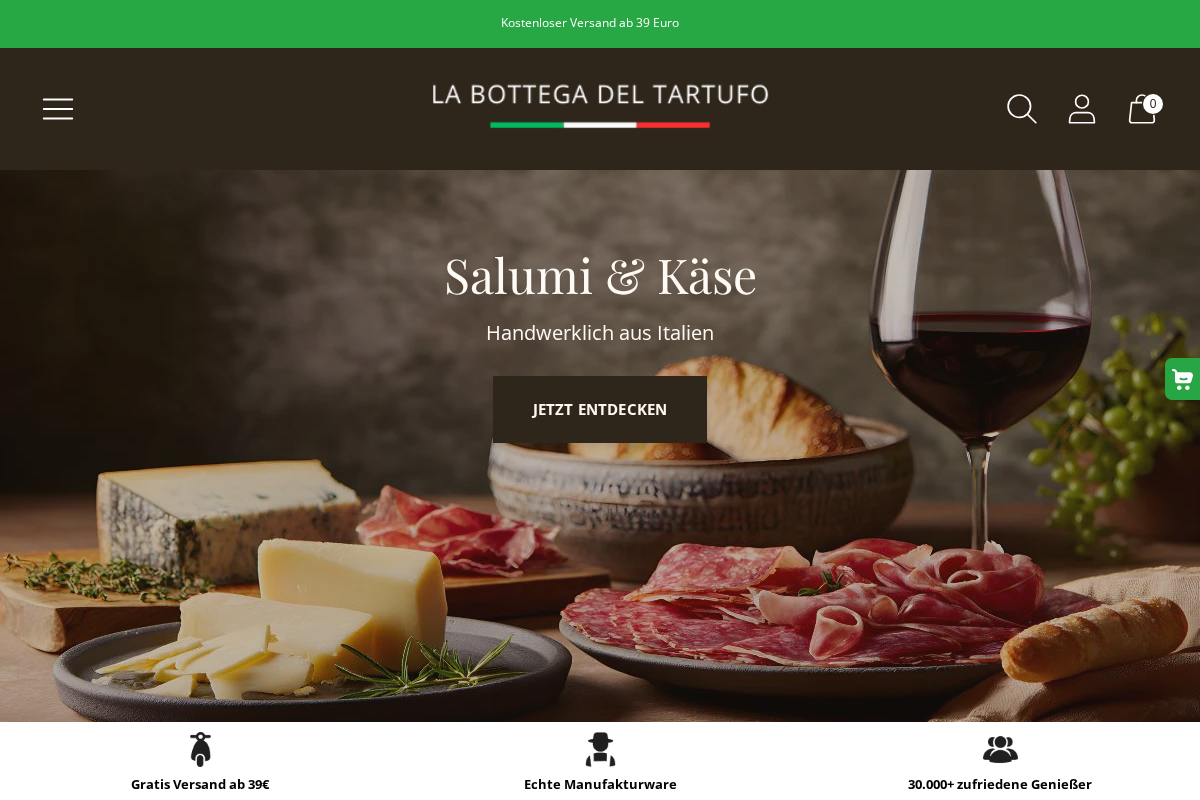Bottegadeltartufo homepage screenshot