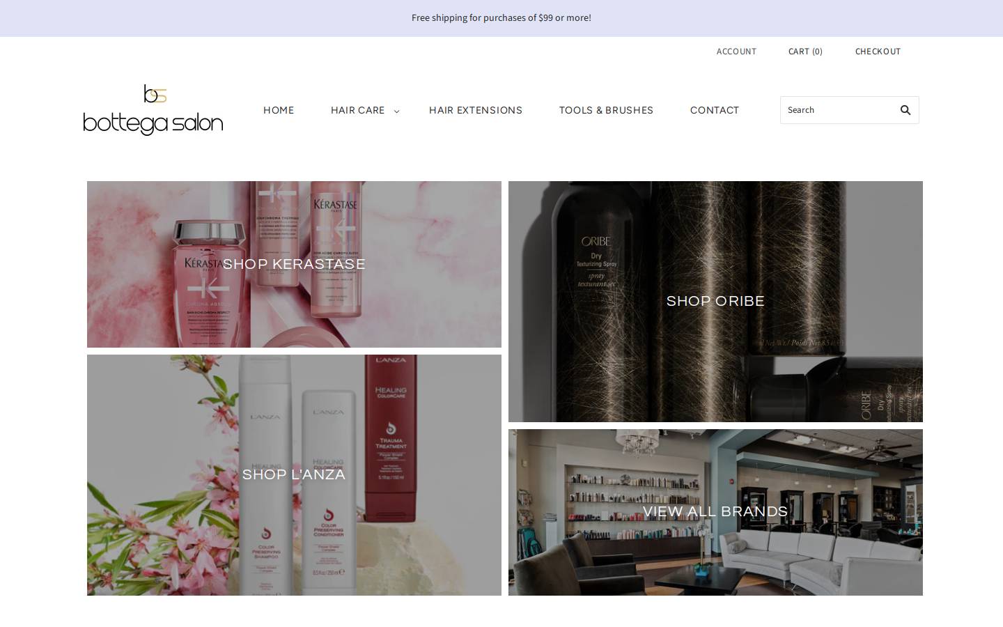 bottegahairproducts.com homepage screenshot