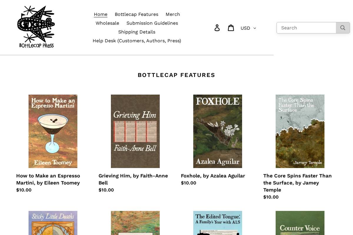 bottlecap.press homepage screenshot