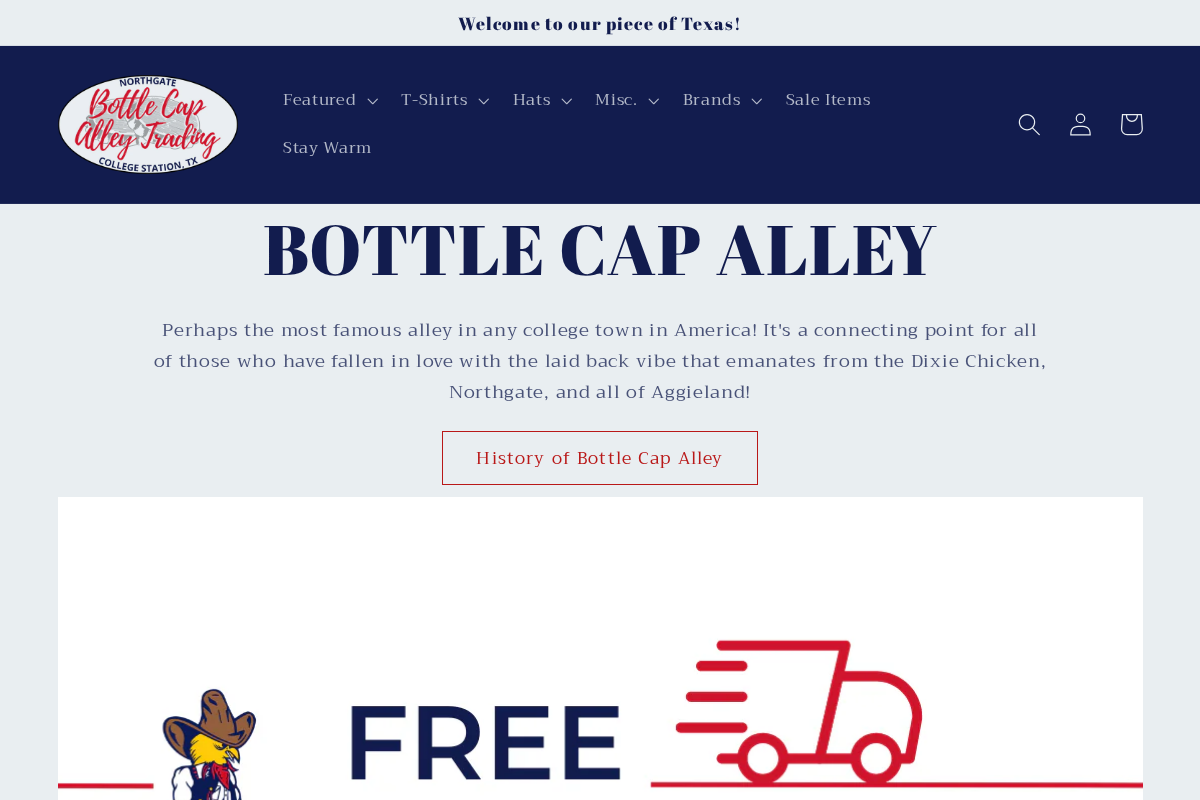 bottlecapalleytrading.com homepage screenshot