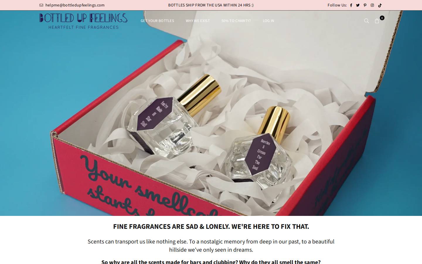 bottledupfeelings.com homepage screenshot