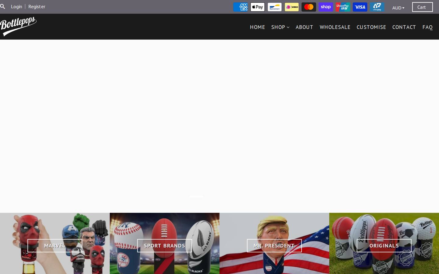 bottlepops.com.au homepage screenshot