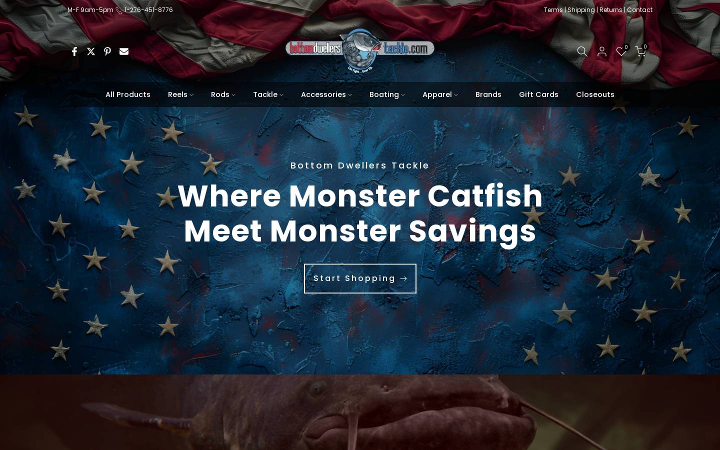 bottomdwellerstackle.com homepage screenshot