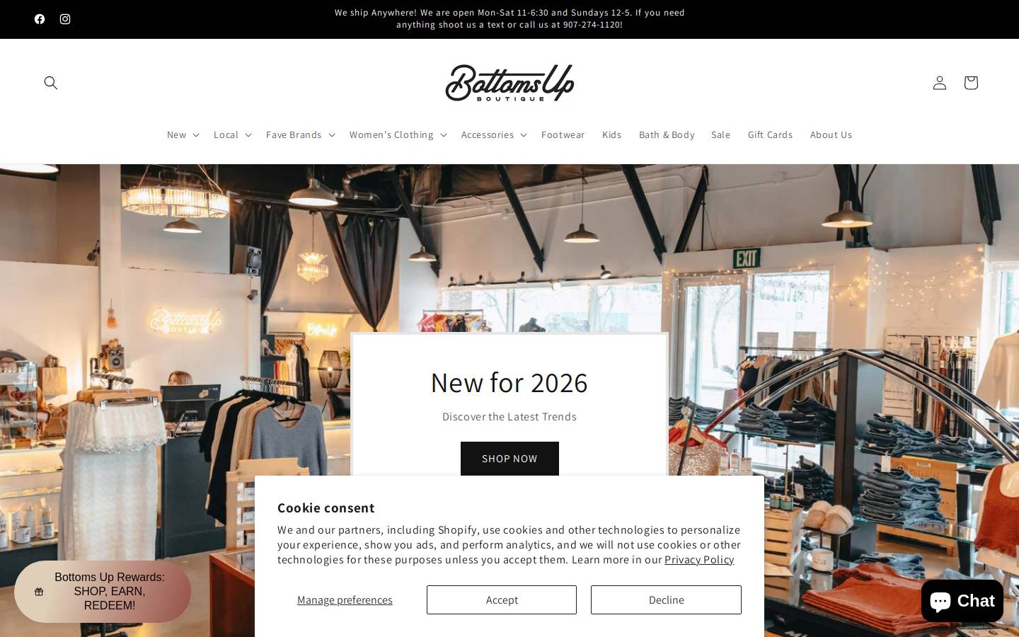 bottomsboutique.com homepage screenshot