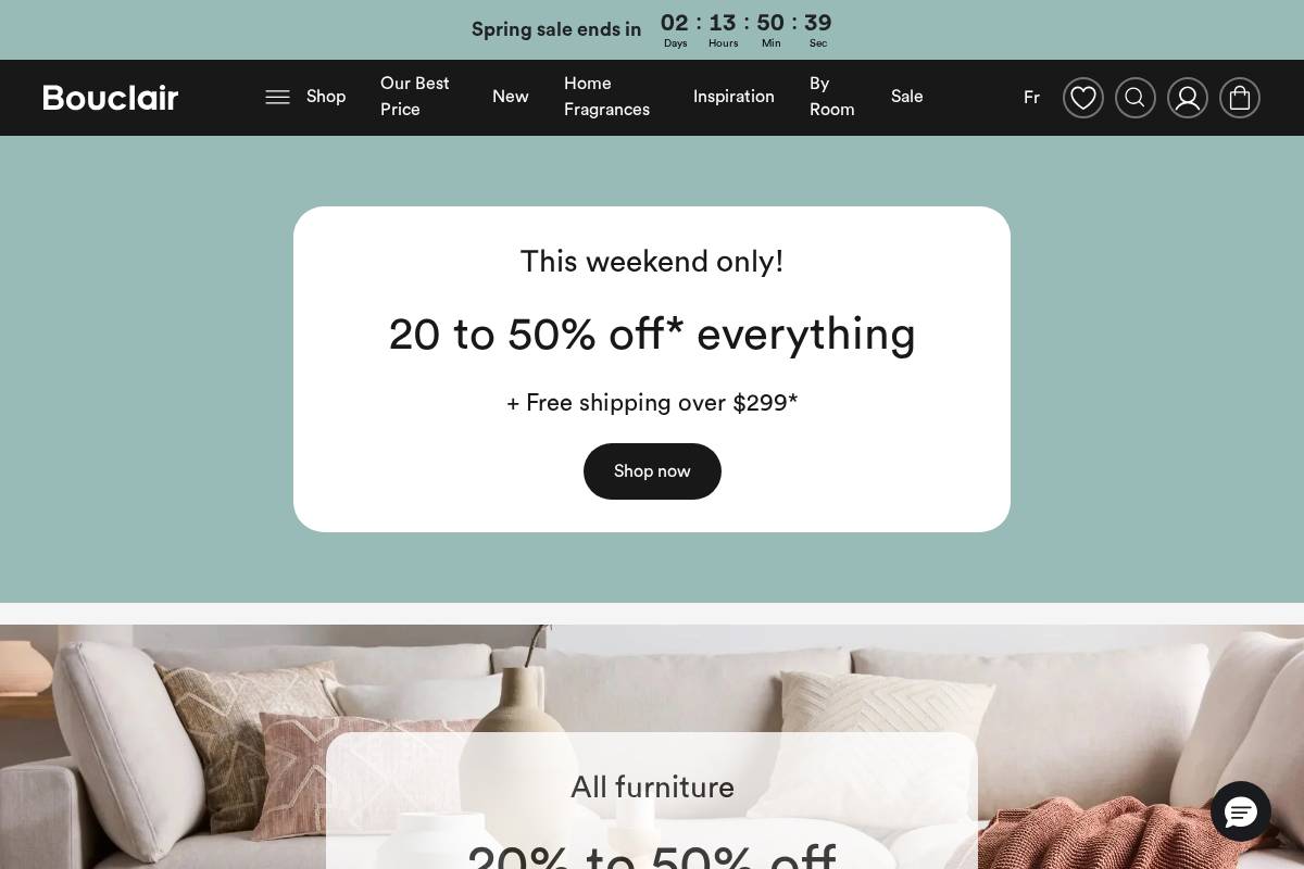 bouclair.com homepage screenshot