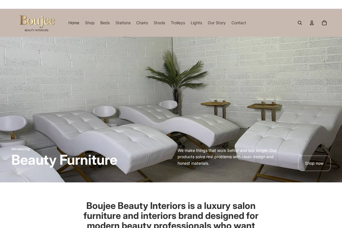 boujeebeautyinteriors.com homepage screenshot