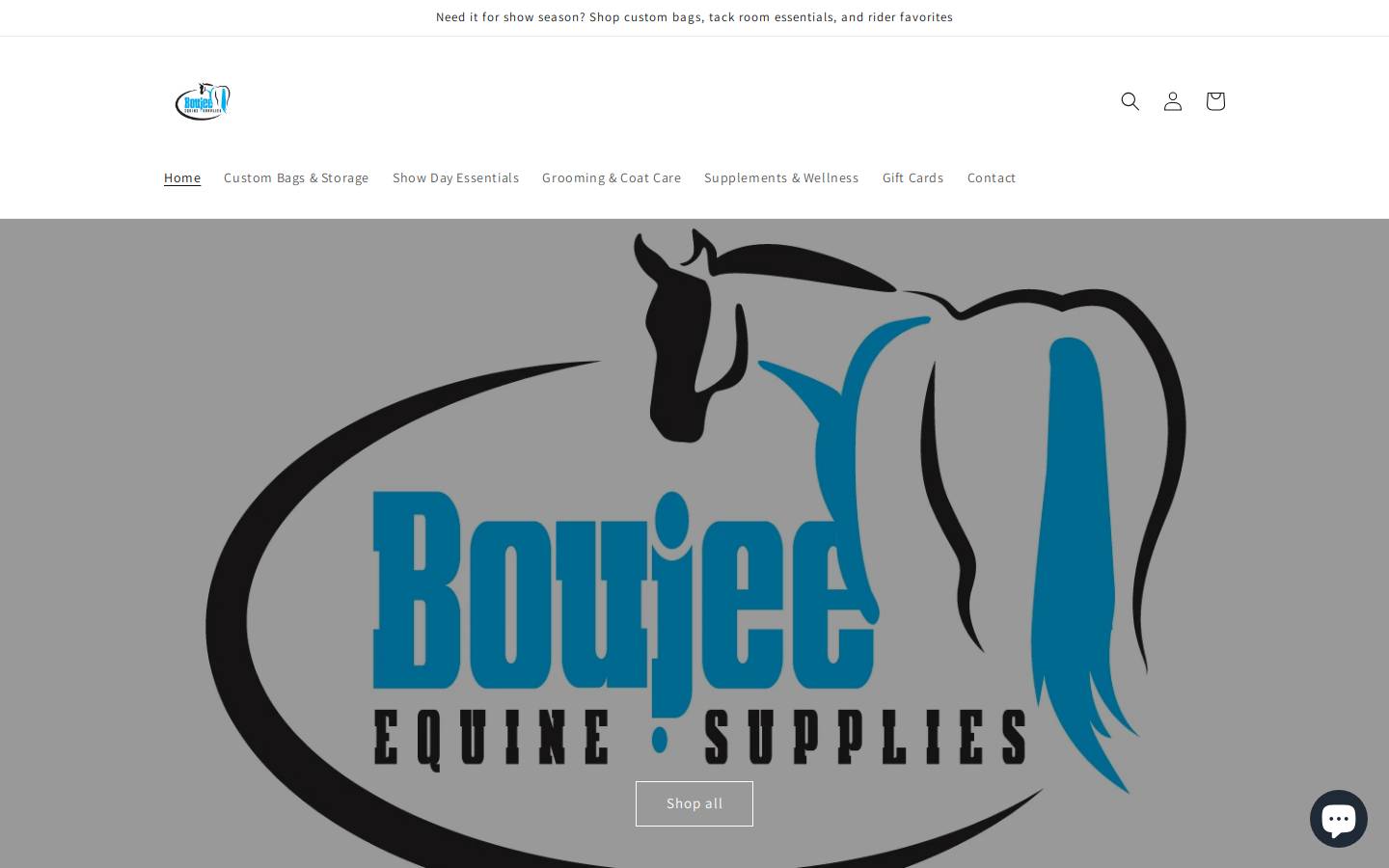 boujeeequinesupplies.com homepage screenshot
