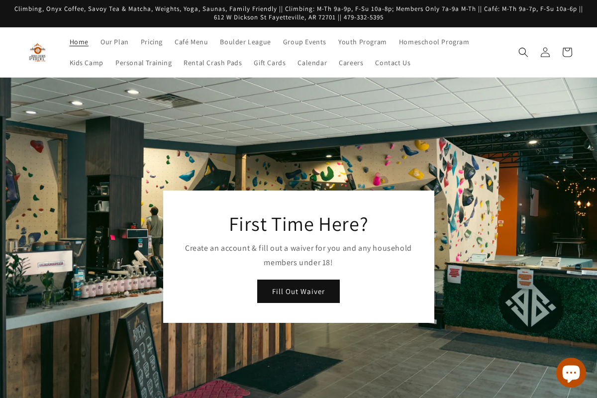 Boulders and Brews homepage screenshot