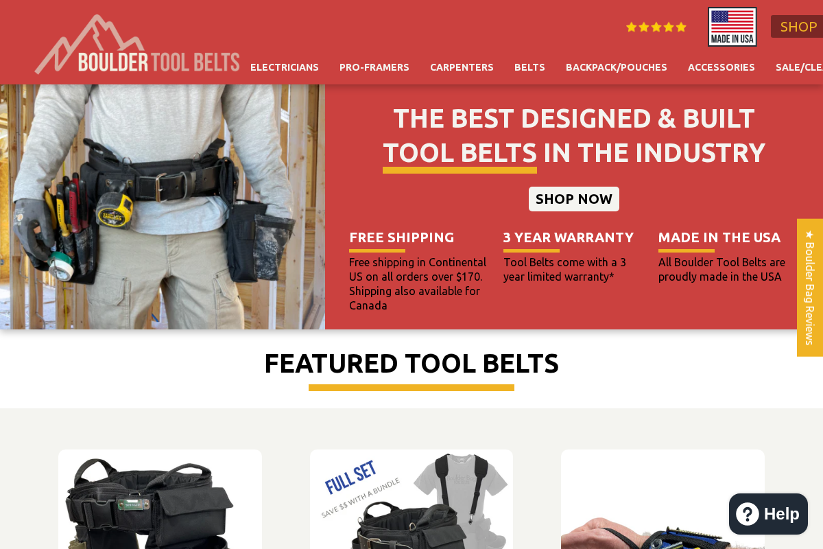 bouldertoolbelts.com homepage screenshot