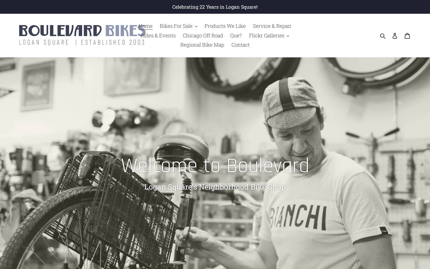 boulevardbikeshop.com homepage screenshot