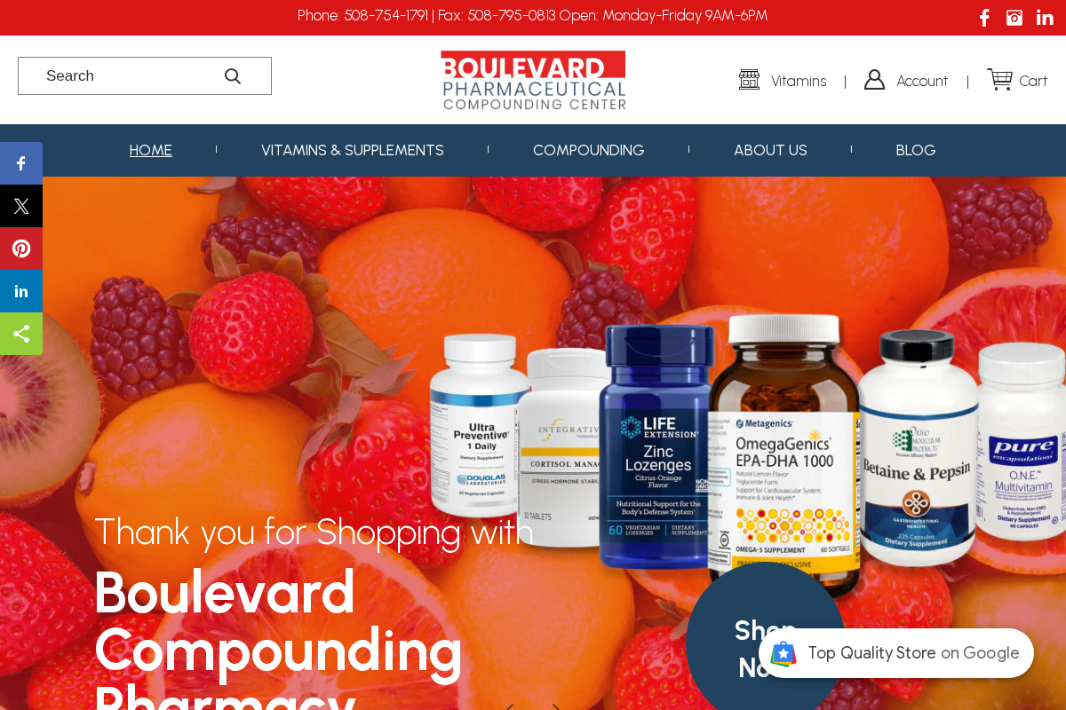 Pharmacy homepage screenshot