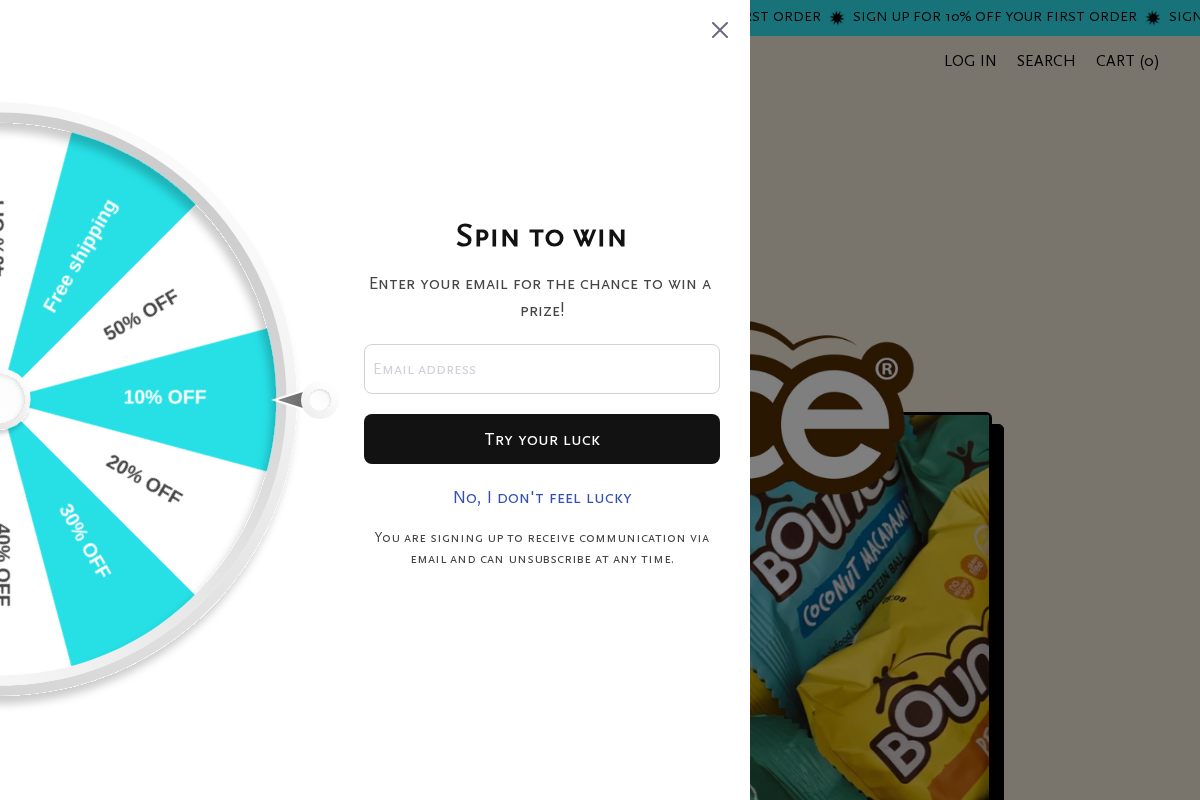 bouncefoods.com homepage screenshot