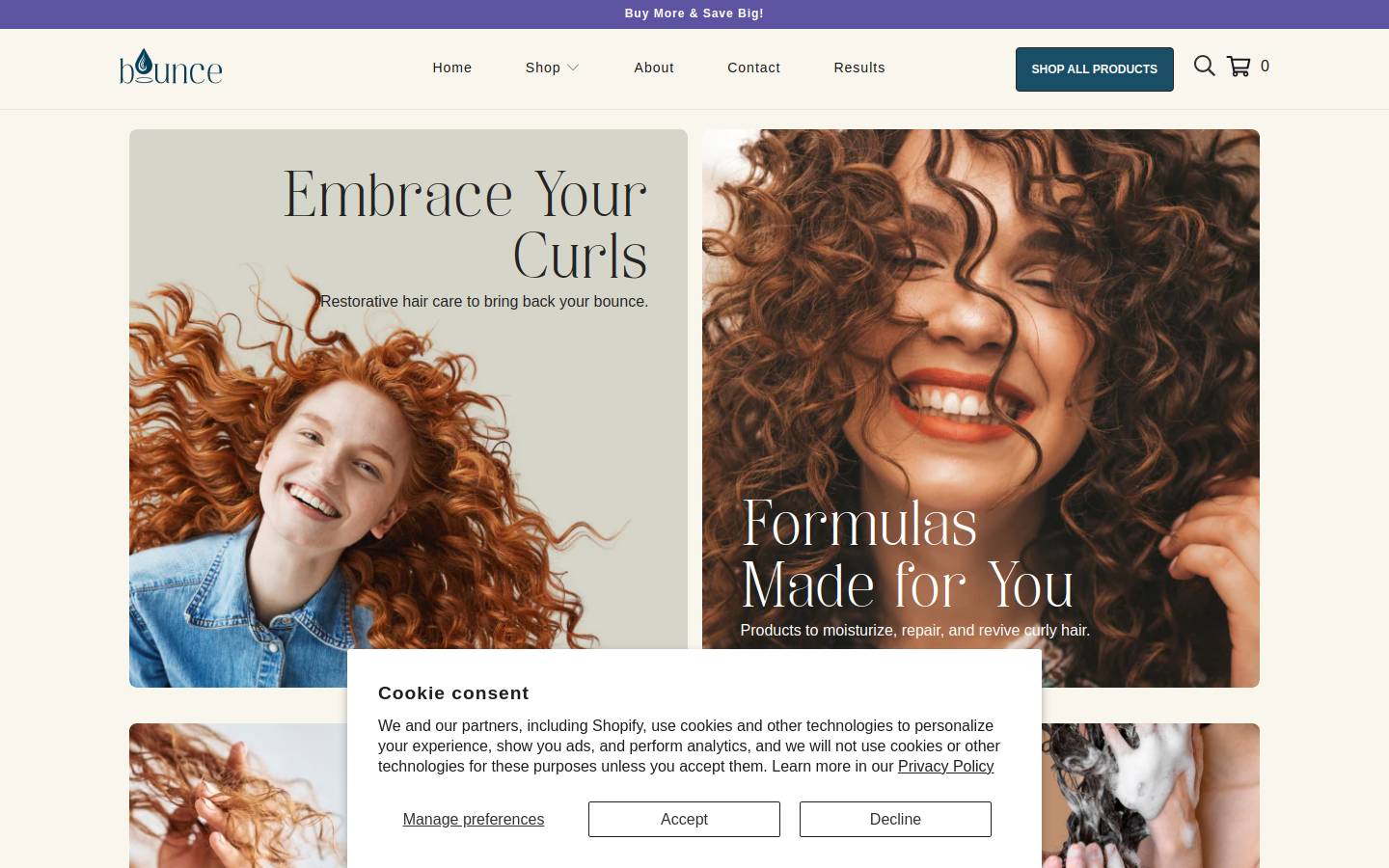 Bounce homepage screenshot