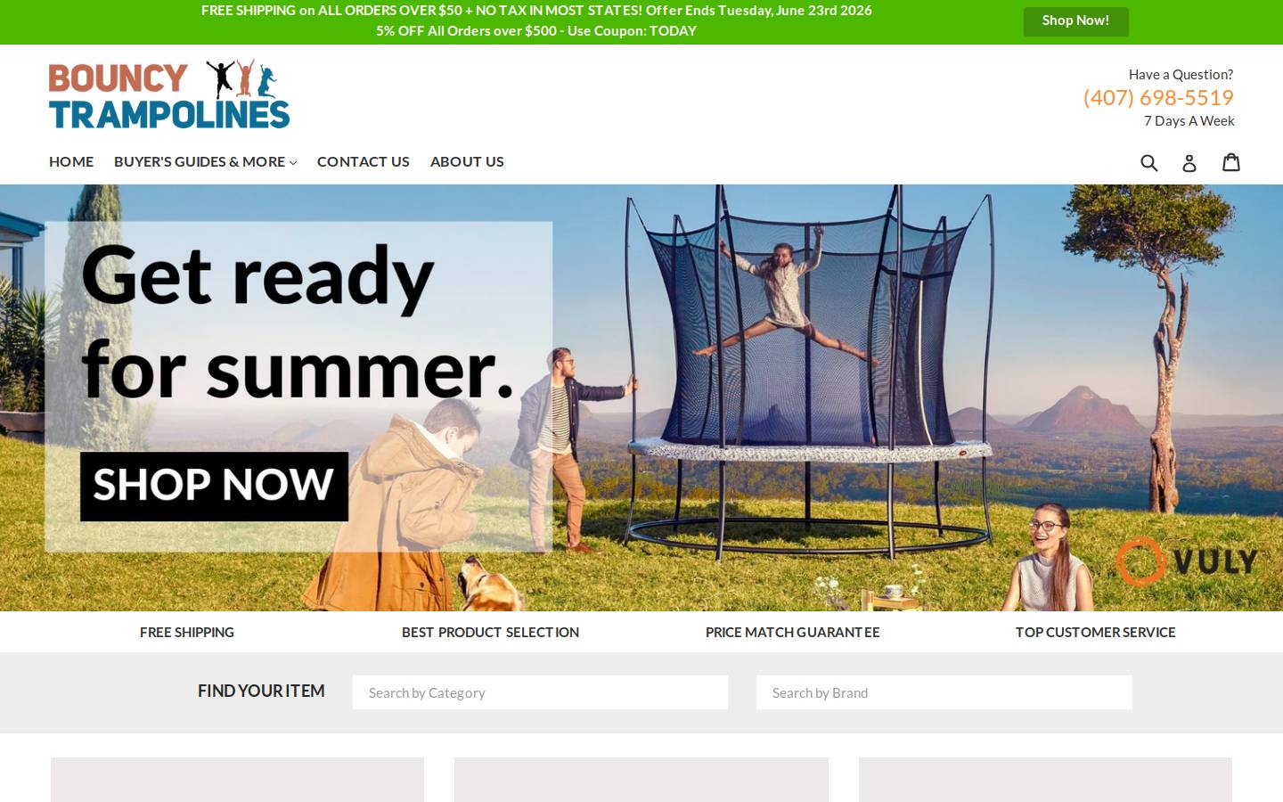 bouncytrampolines.com homepage screenshot