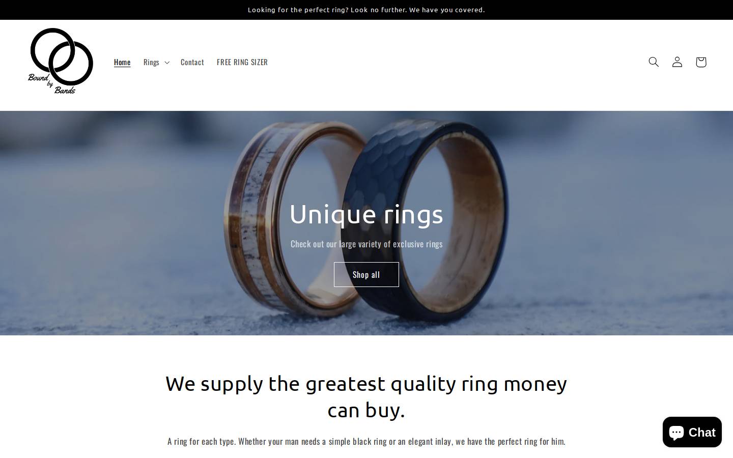 boundbybands.com homepage screenshot