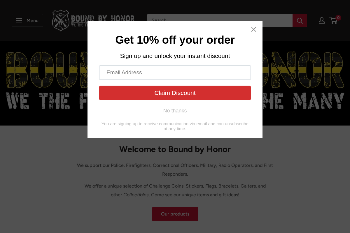 Bound by Honor homepage screenshot