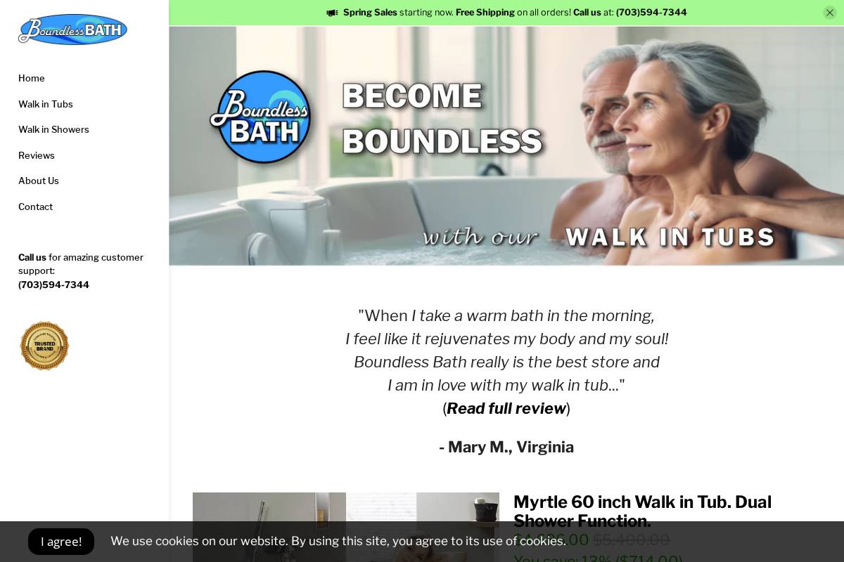 boundlessbath.com homepage screenshot