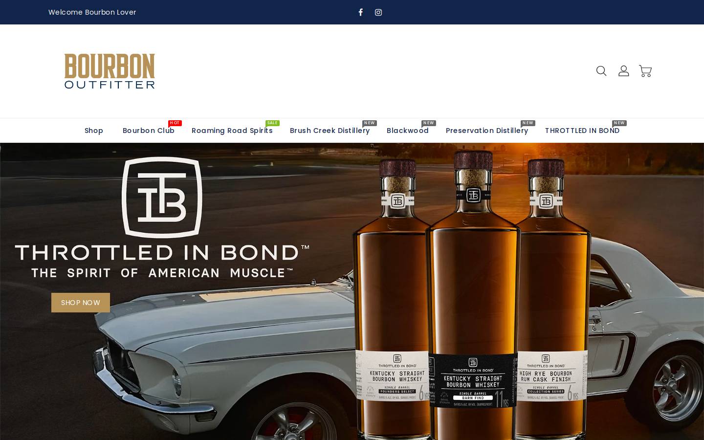 bourbonoutfitter.com homepage screenshot