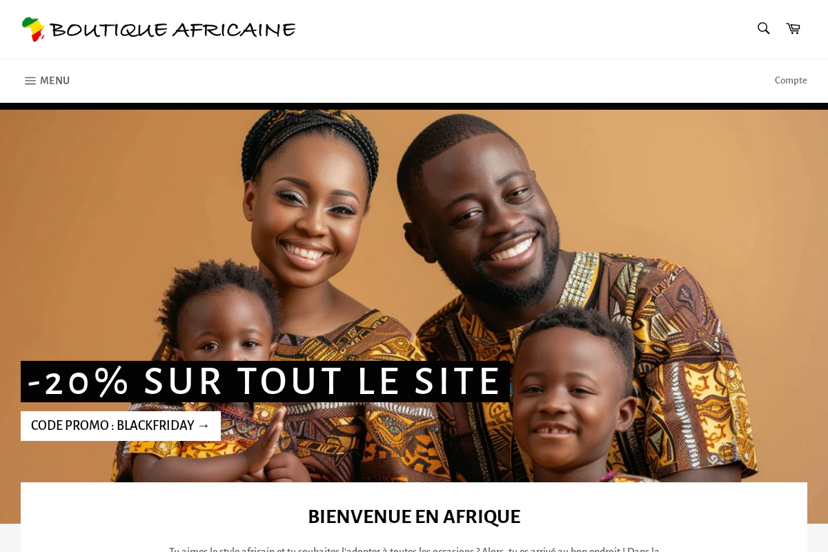 Boutique Africaine homepage screenshot