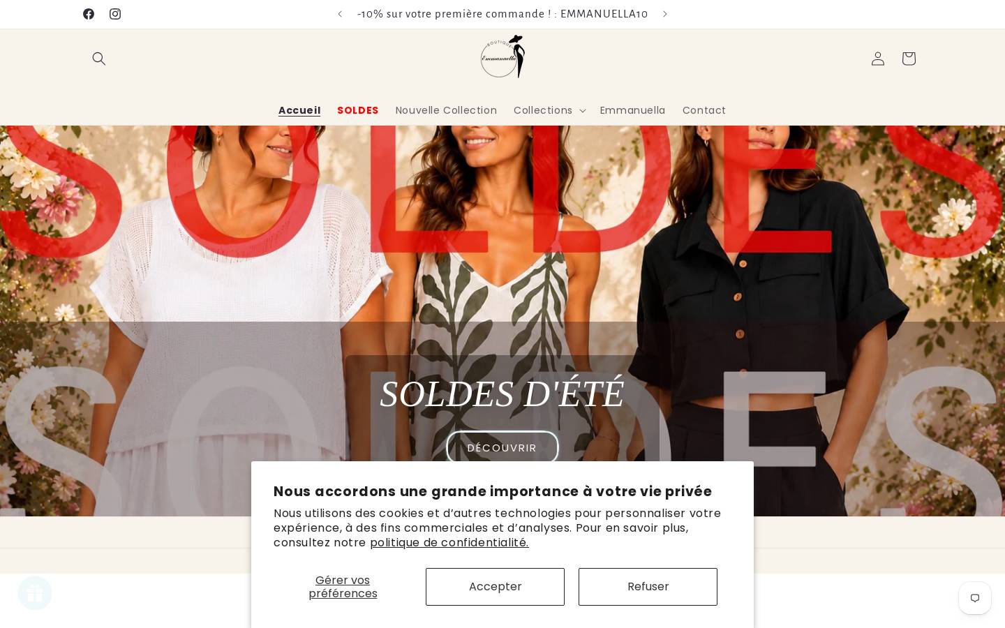 boutique-emmanuella.fr homepage screenshot