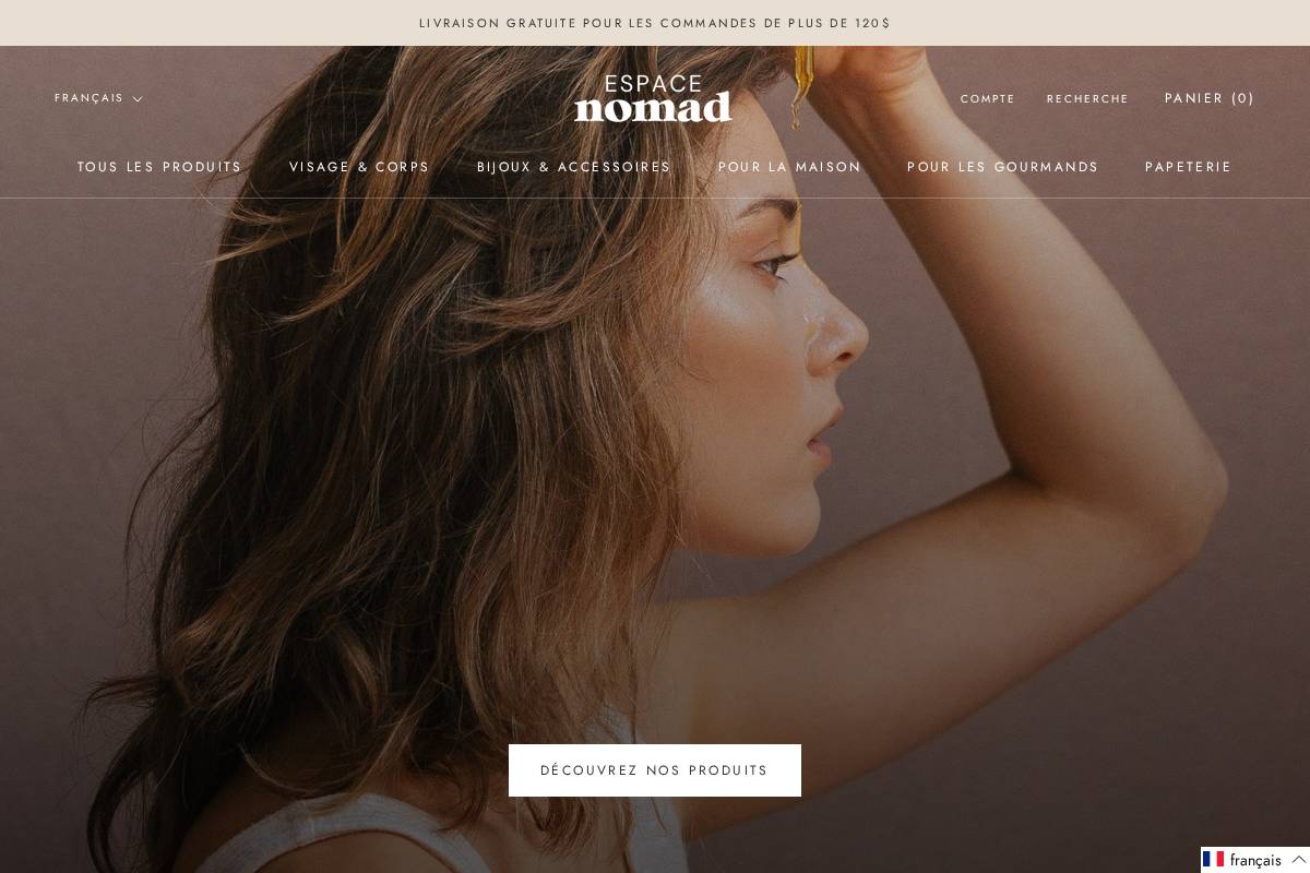 boutique-espacenomad.ca homepage screenshot