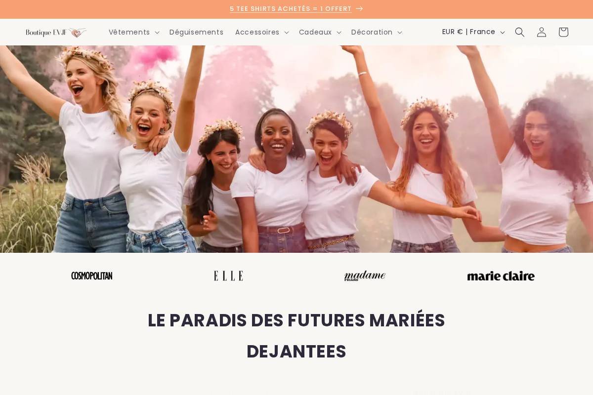 Boutique Evjf homepage screenshot