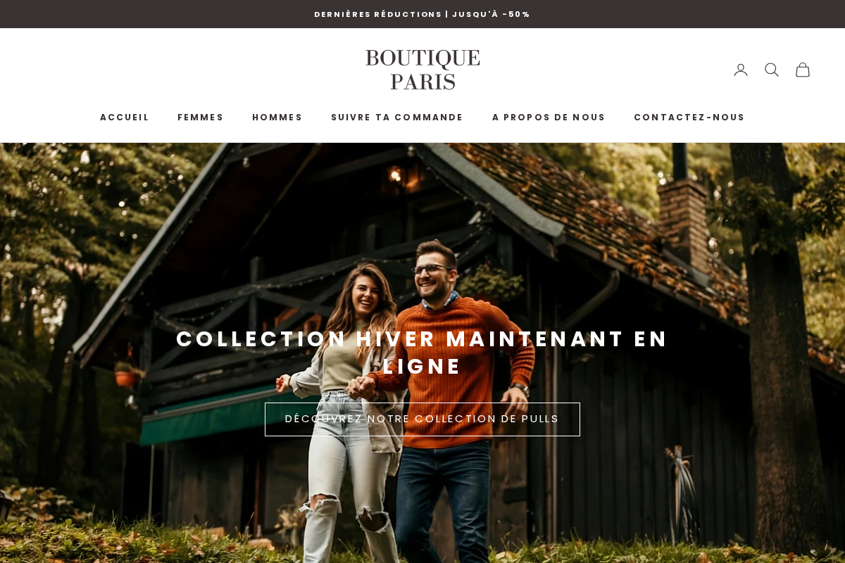 Boutique Paris homepage screenshot