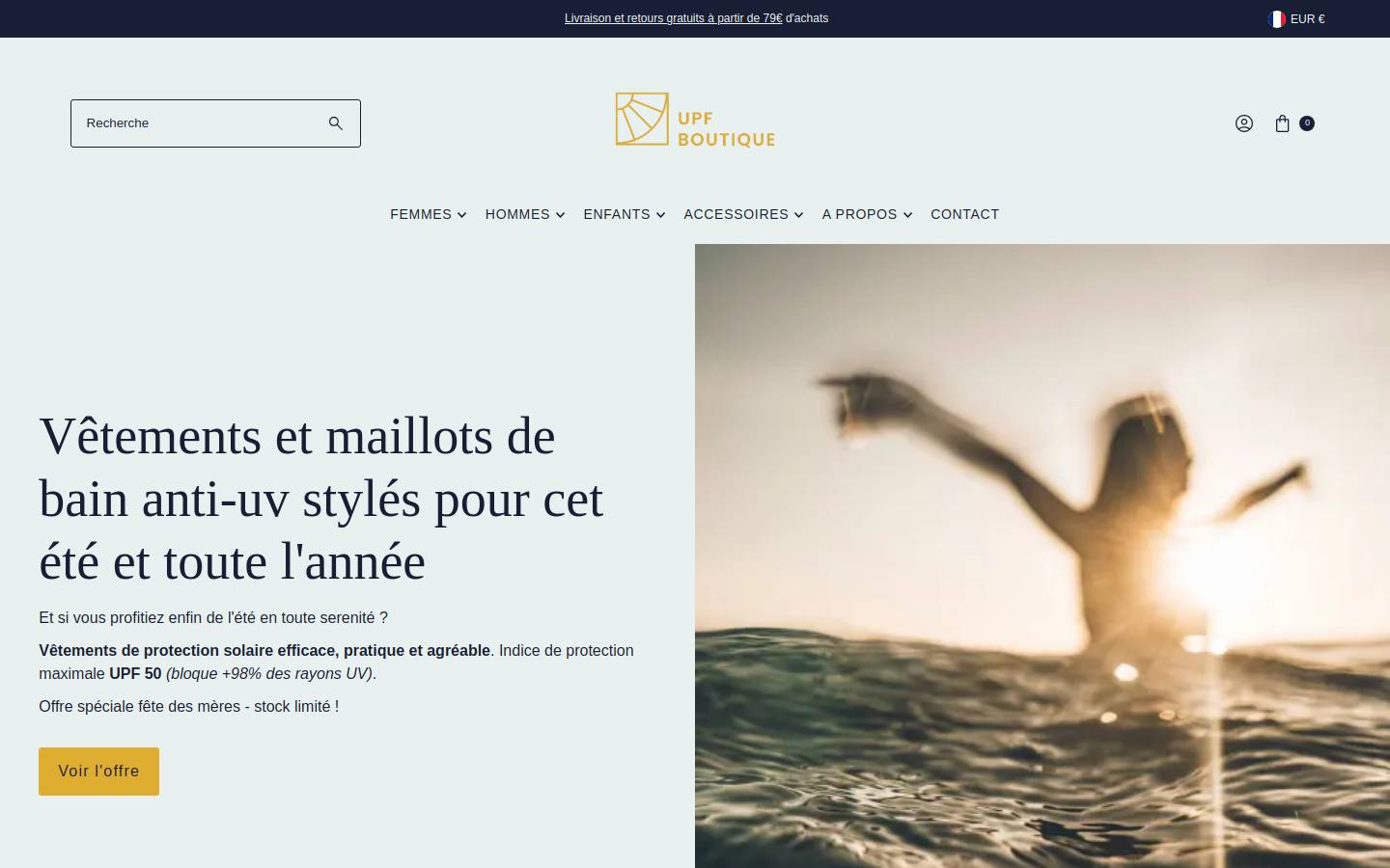 boutiqueantiuv.com homepage screenshot