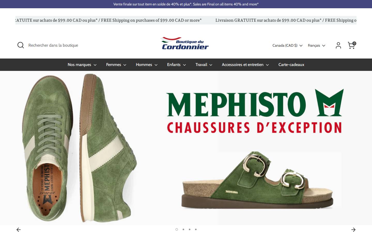 boutiqueducordonnier.com homepage screenshot