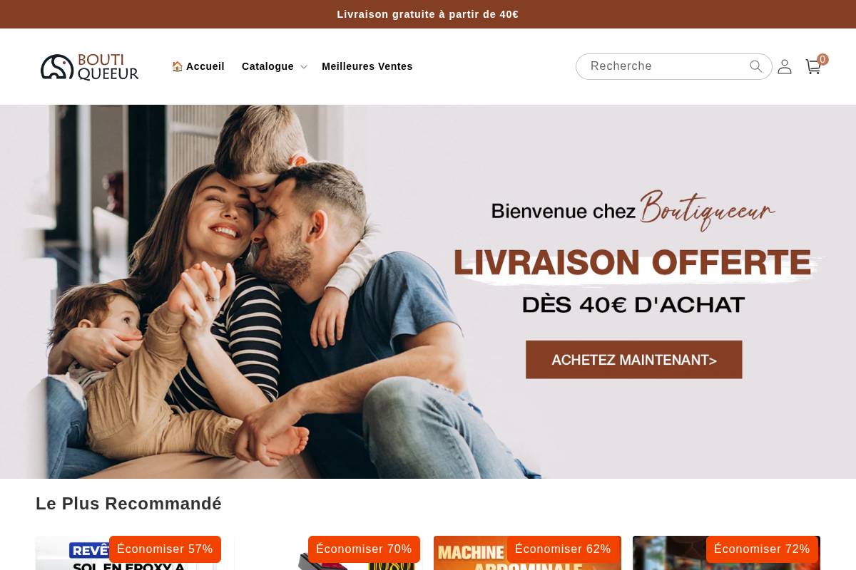 Boutiqueeur homepage screenshot