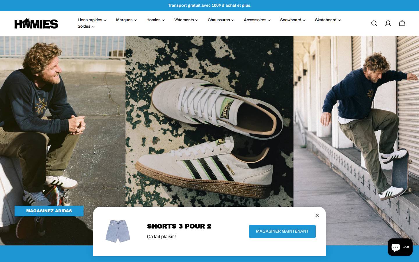 boutiquehomies.ca homepage screenshot