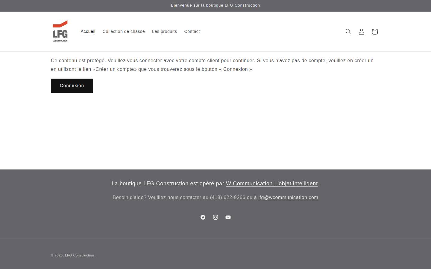 boutiquelfg.com homepage screenshot