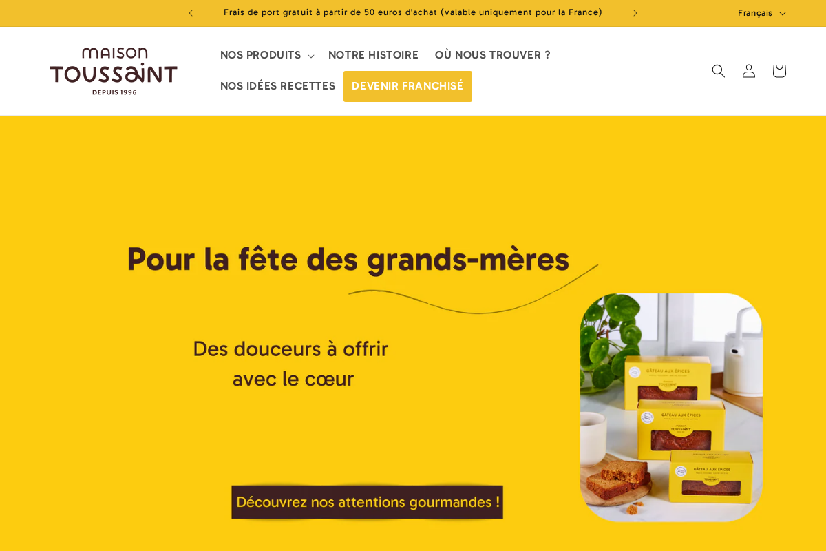 boutiquemaisontoussaint.com homepage screenshot