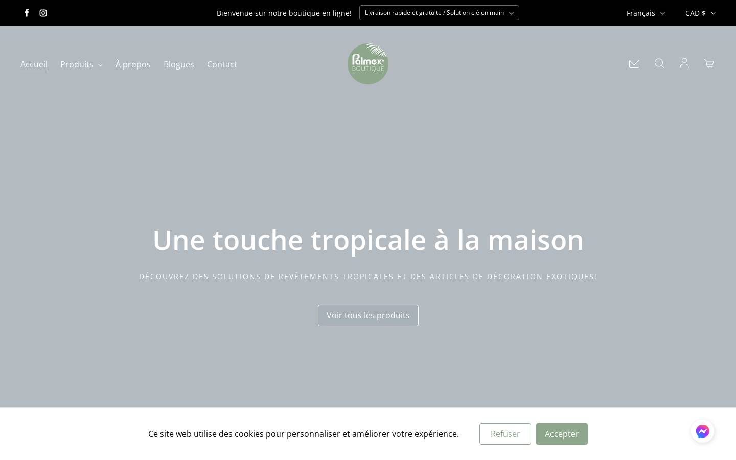 boutiquepalmex.ca homepage screenshot