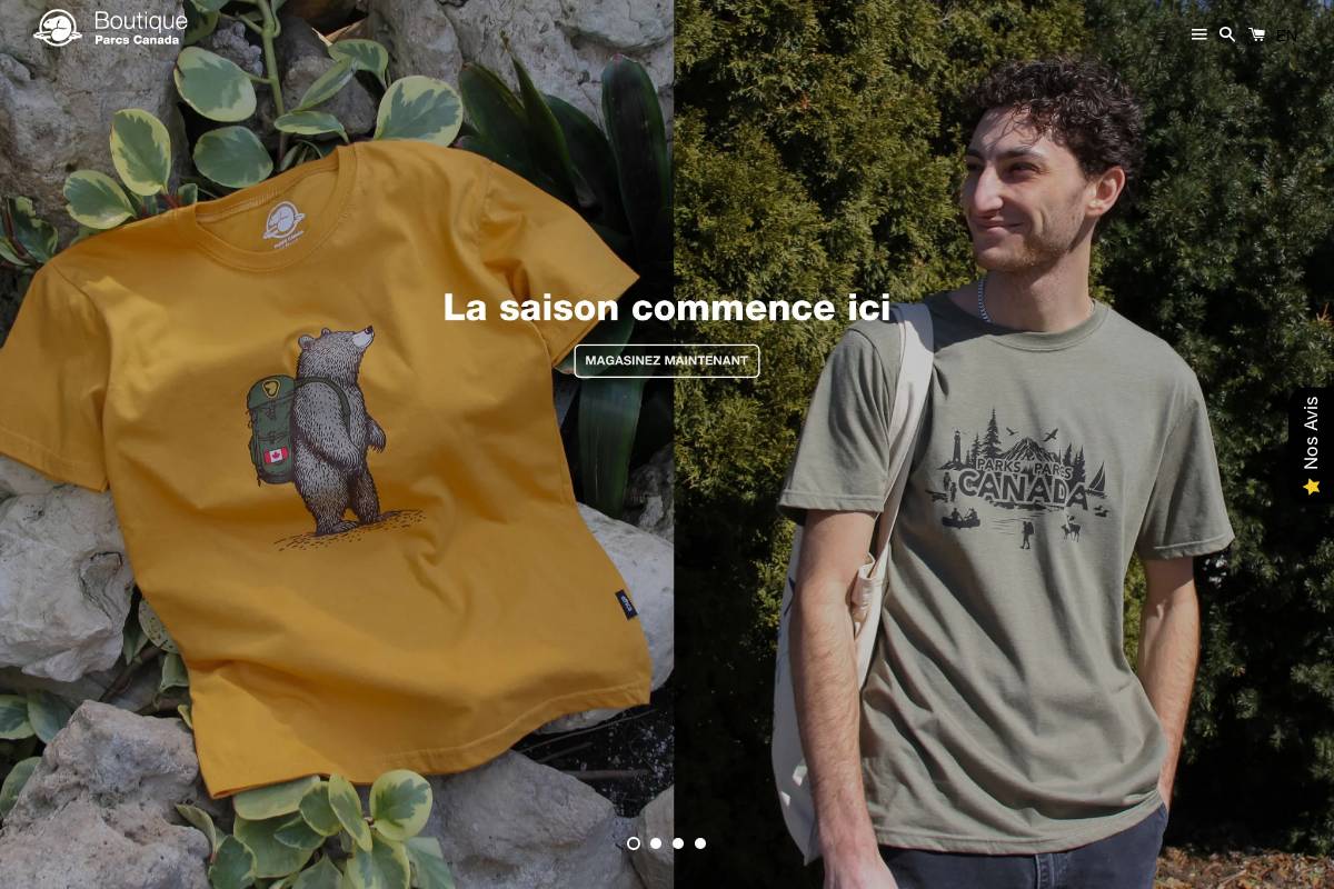 boutiqueparcscanada.ca homepage screenshot