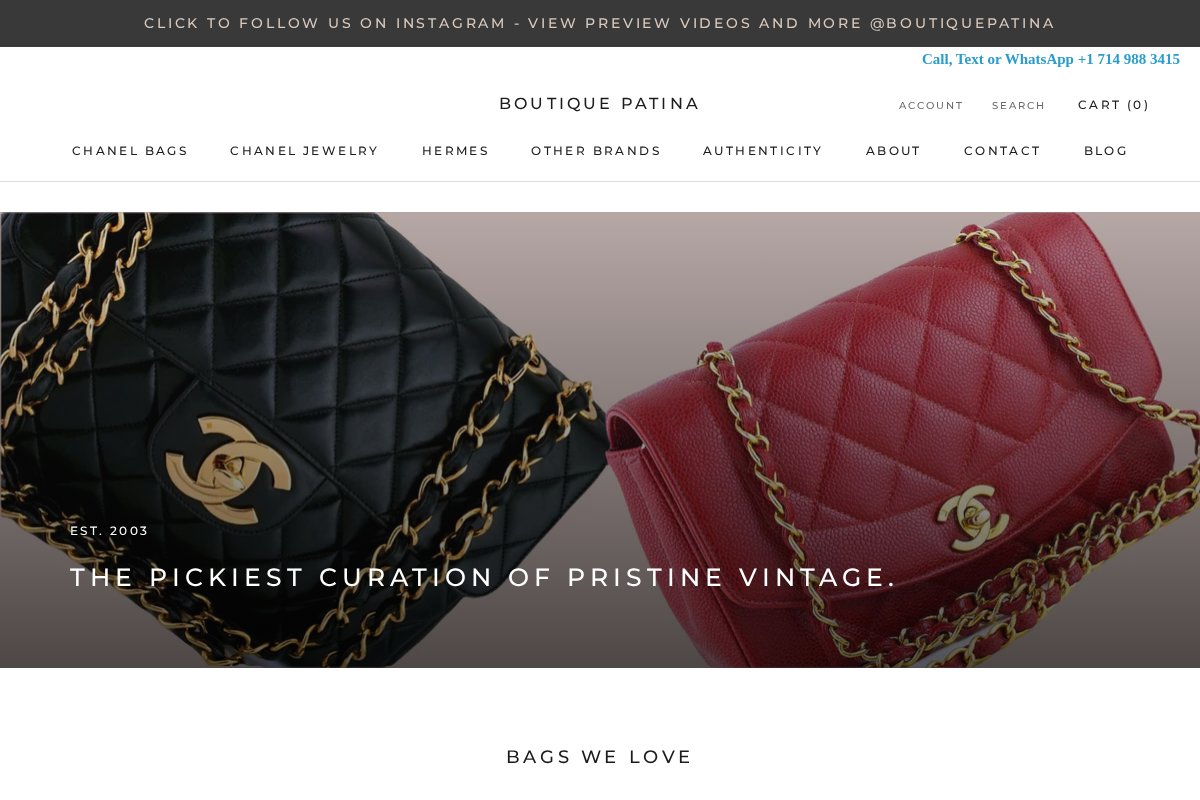 Boutique Patina homepage screenshot